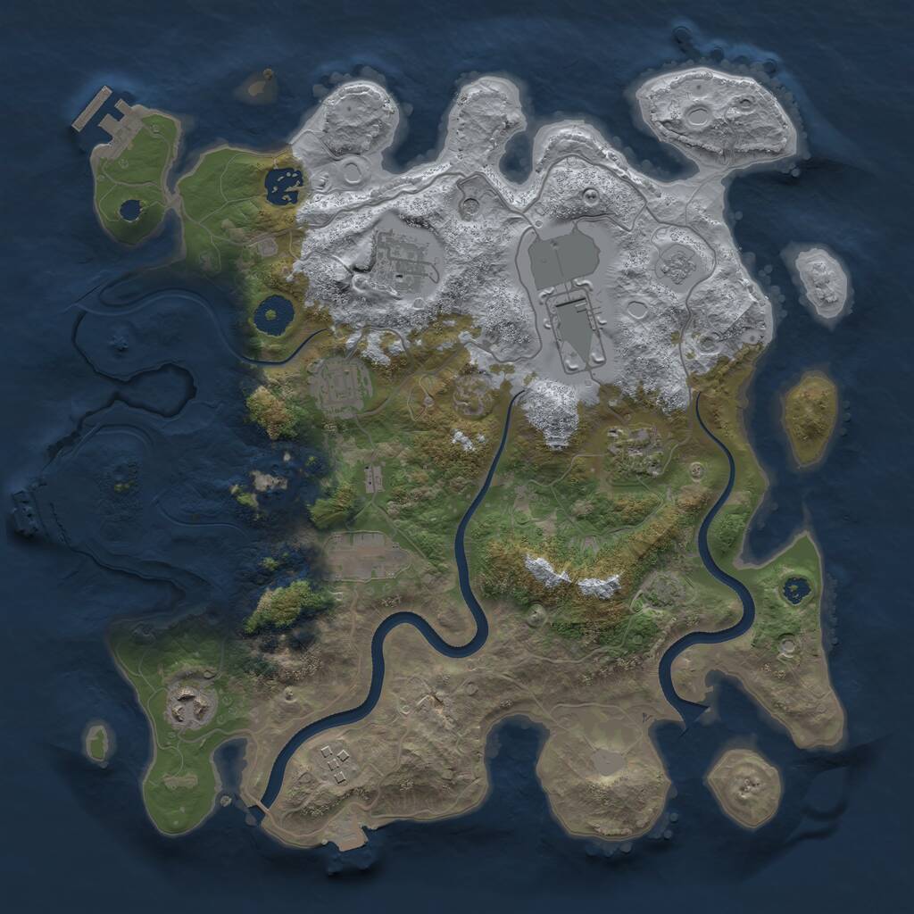 Rust Map: Procedural Map, Size: 3510, Seed: 1791534, 14 Monuments