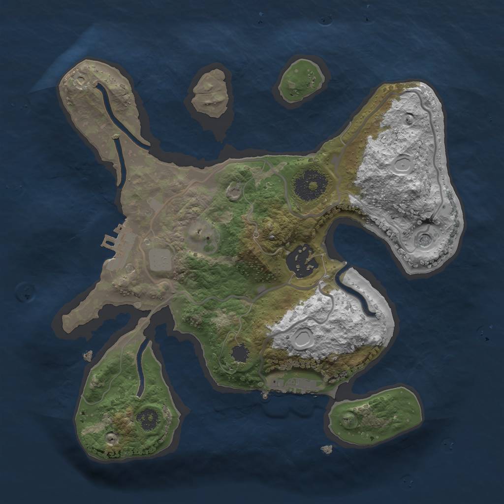 Rust Map: Procedural Map, Size: 2400, Seed: 1688644528, 9 Monuments