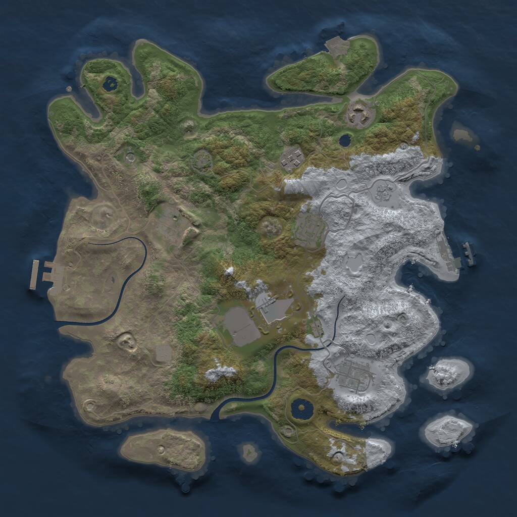 Rust Map: Procedural Map, Size: 3510, Seed: 455606, 12 Monuments