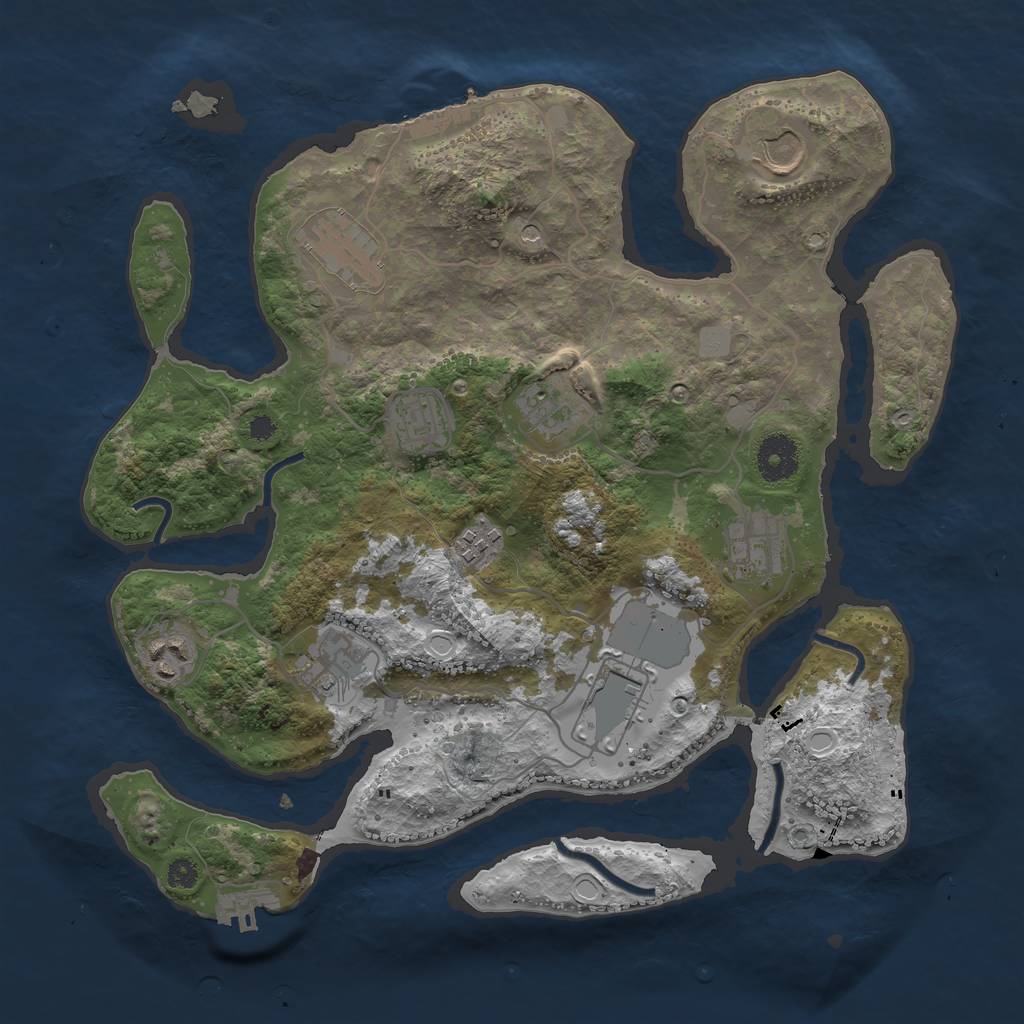 Rust Map: Procedural Map, Size: 3500, Seed: 98238805, 17 Monuments