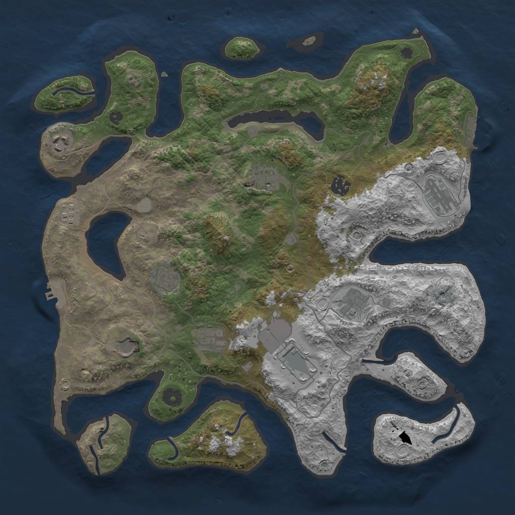Rust Map: Procedural Map, Size: 4000, Seed: 24875267, 18 Monuments