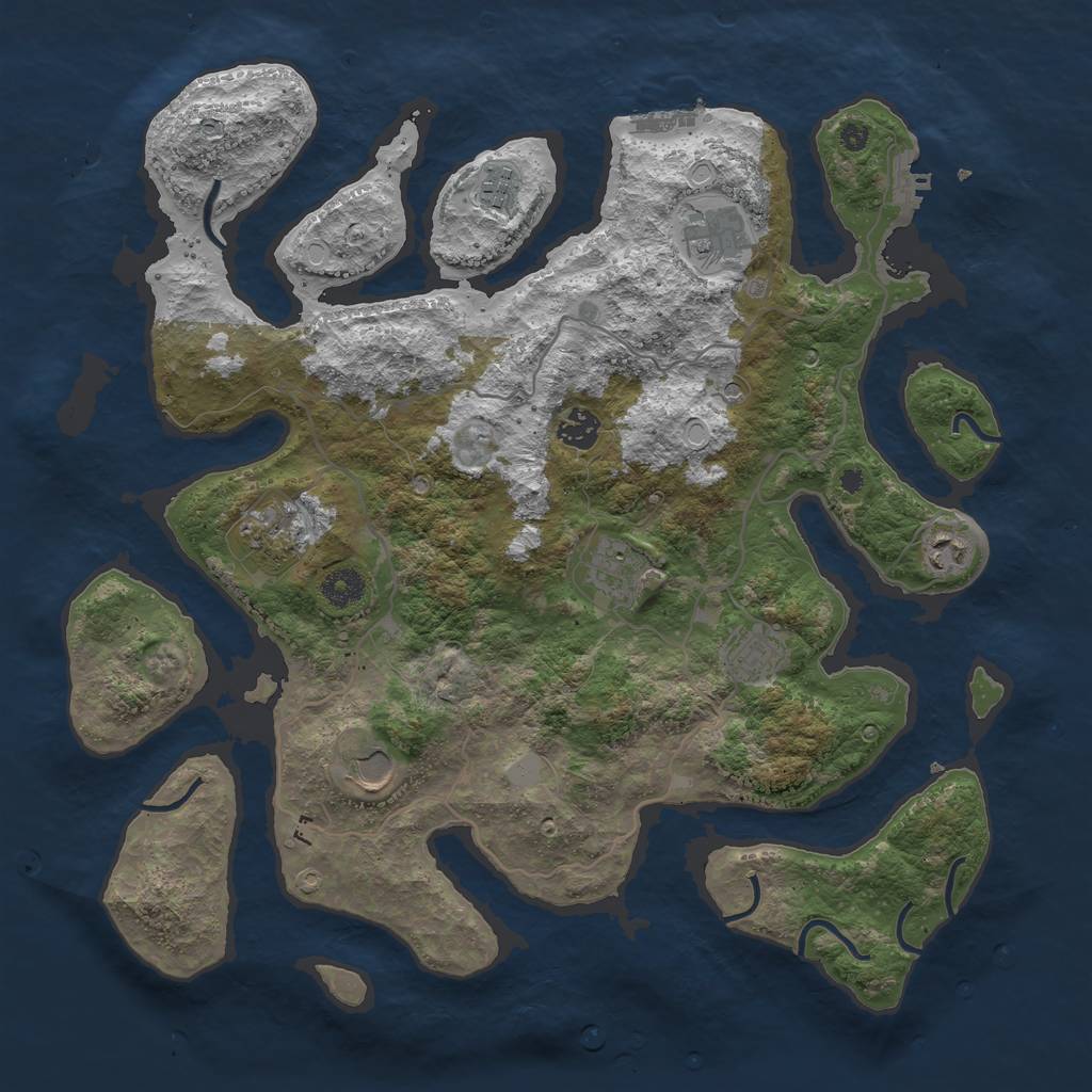 Rust Map: Procedural Map, Size: 4000, Seed: 5161117, 16 Monuments