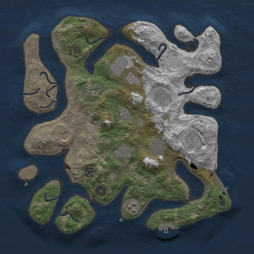 Rust Map: Procedural Map, Size: 3510, Seed: 6421538, 17 Monuments