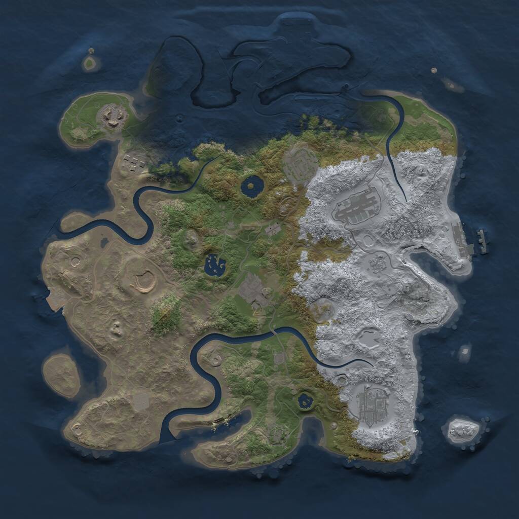 Rust Map: Procedural Map, Size: 3510, Seed: 5281823, 14 Monuments