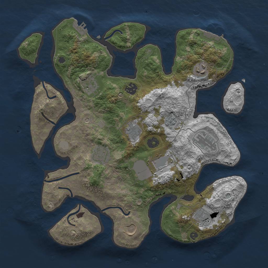 Rust Map: Procedural Map, Size: 3510, Seed: 3962619, 18 Monuments