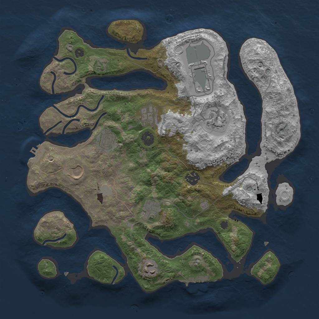 Rust Map: Procedural Map, Size: 3550, Seed: 636629, 16 Monuments