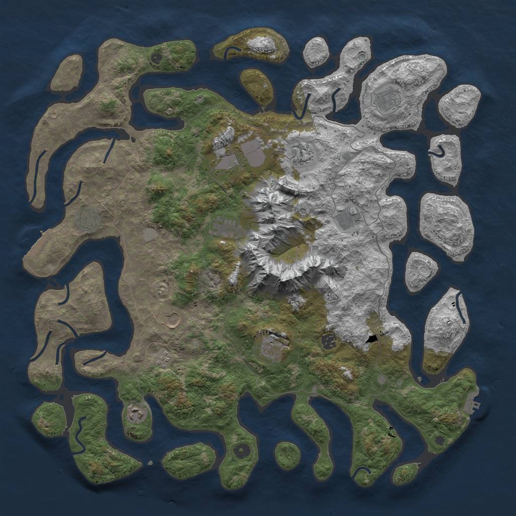 Rust Map: Procedural Map, Size: 5000, Seed: 4100, 19 Monuments