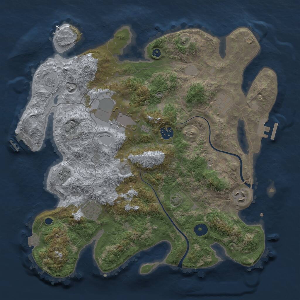 Rust Map: Procedural Map, Size: 3510, Seed: 5216975, 12 Monuments