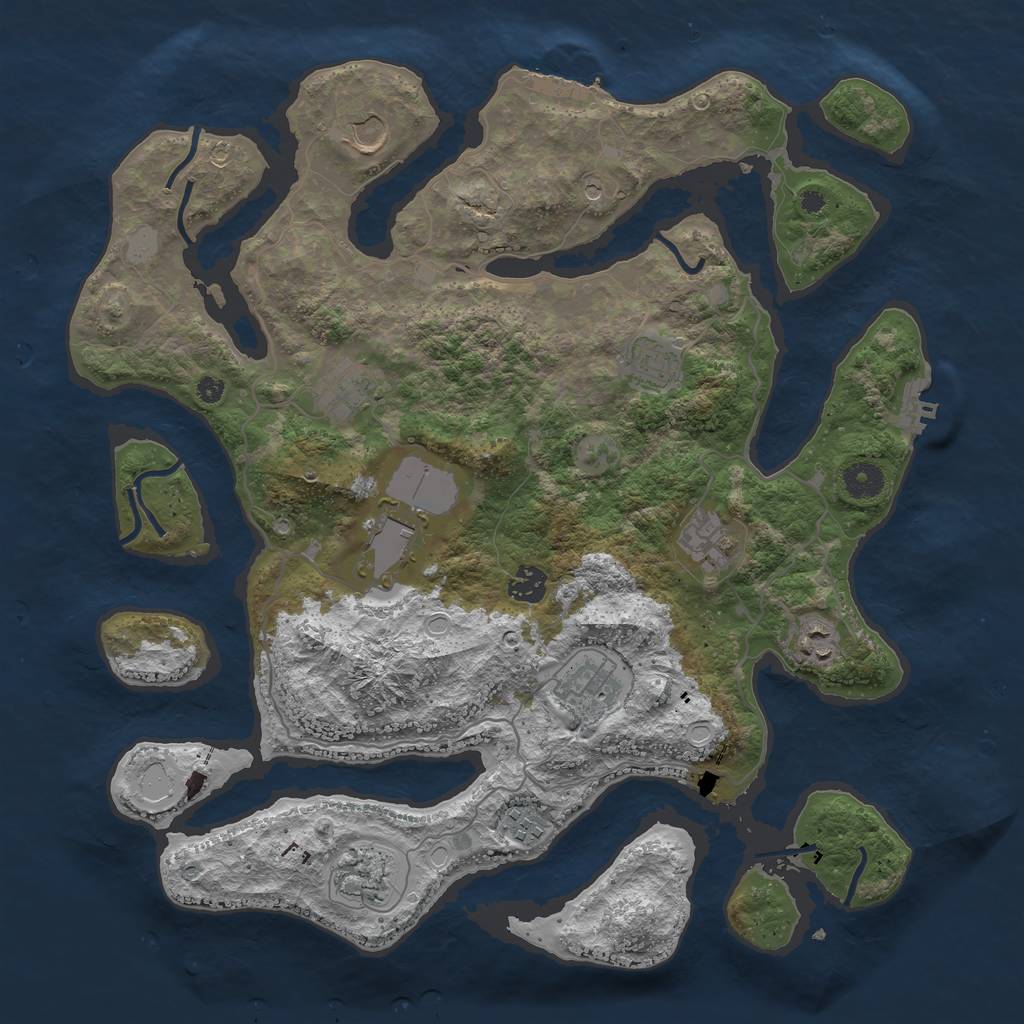 Rust Map: Procedural Map, Size: 4000, Seed: 502097, 18 Monuments