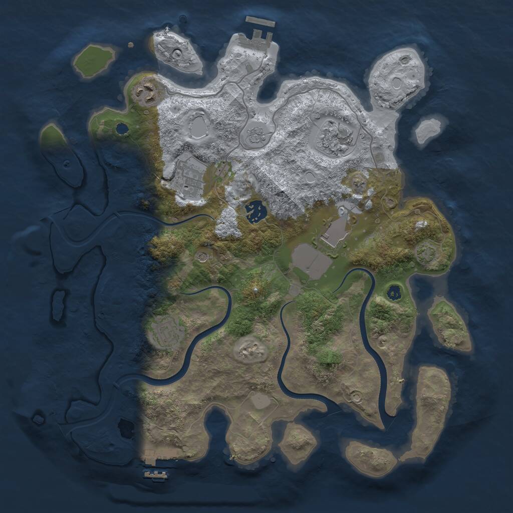 Rust Map: Procedural Map, Size: 3510, Seed: 2648321, 12 Monuments