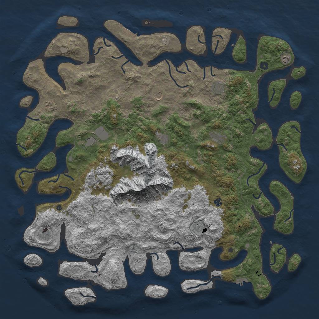 Rust Map: Procedural Map, Size: 6000, Seed: 60601665, 19 Monuments