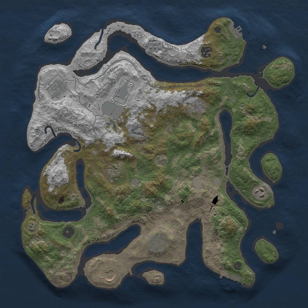 Rust Map: Procedural Map, Size: 4000, Seed: 2693884, 17 Monuments