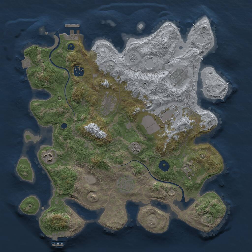 Rust Map: Procedural Map, Size: 3510, Seed: 1236479, 14 Monuments