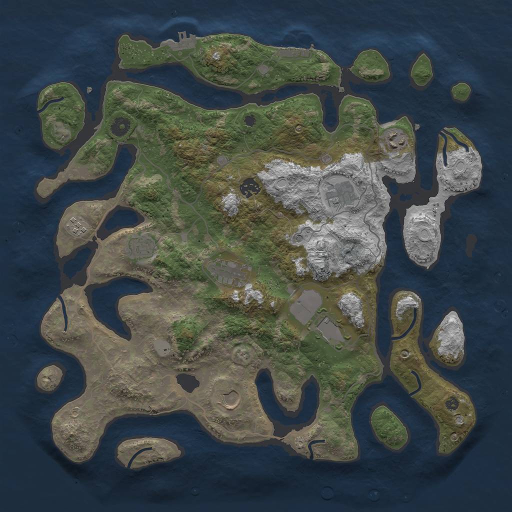 Rust Map: Procedural Map, Size: 4000, Seed: 255860, 16 Monuments