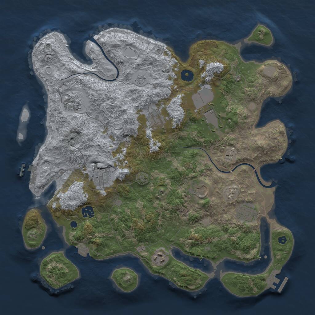 Rust Map: Procedural Map, Size: 3800, Seed: 133554, 15 Monuments