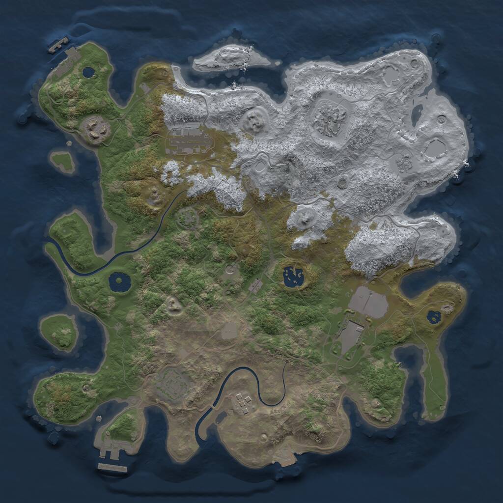 Rust Map: Procedural Map, Size: 3510, Seed: 6334861, 13 Monuments
