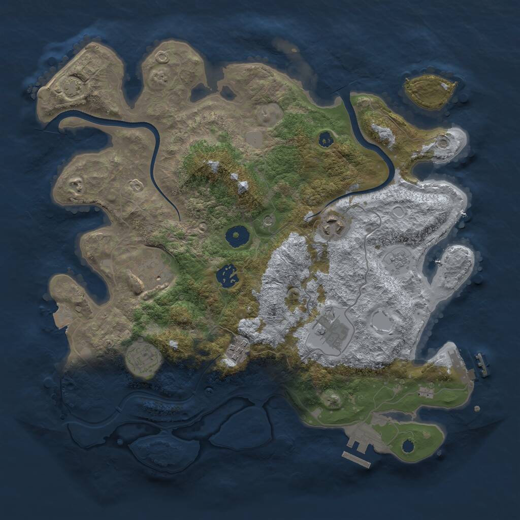 Rust Map: Procedural Map, Size: 3510, Seed: 3005659, 12 Monuments
