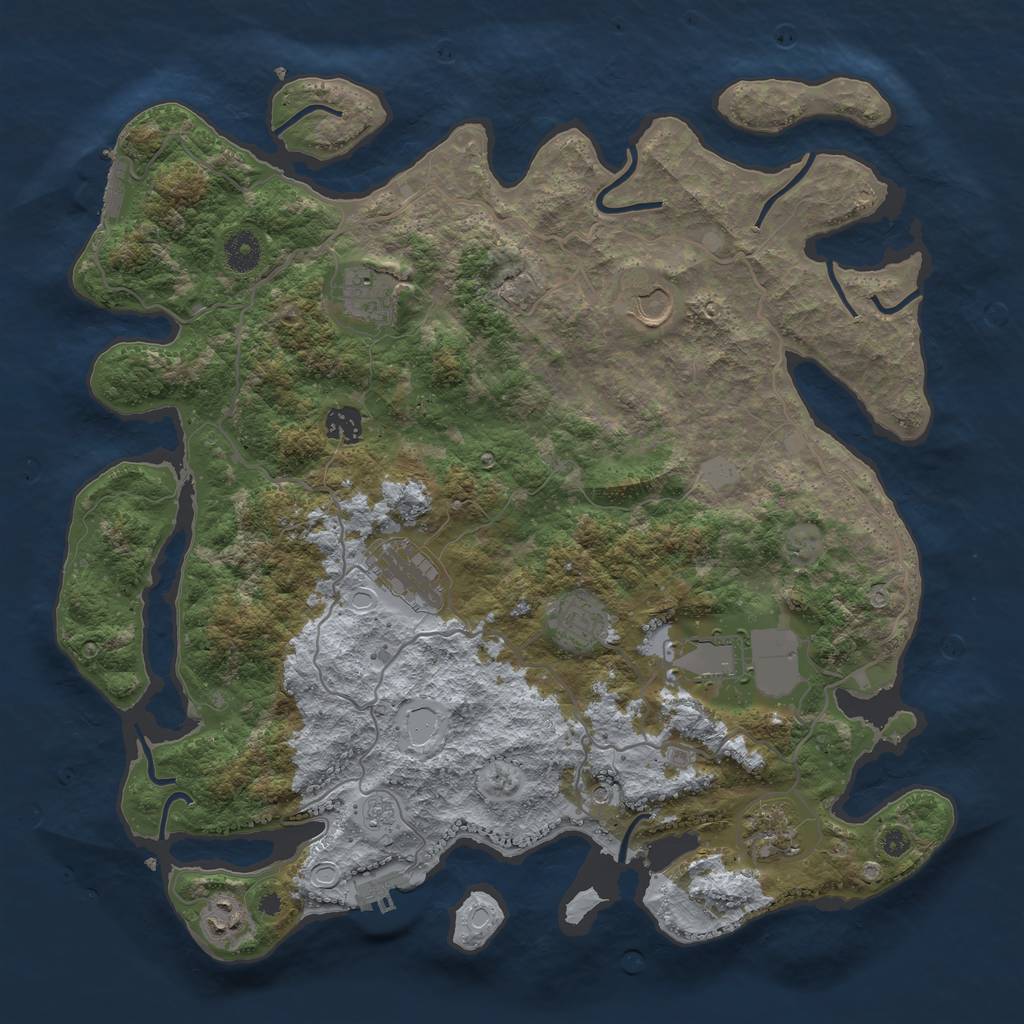 Rust Map: Procedural Map, Size: 4000, Seed: 2108583, 17 Monuments