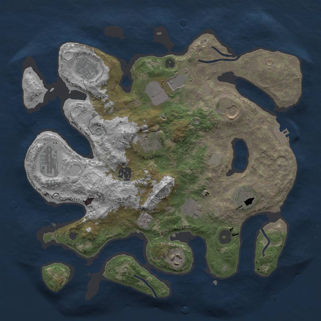 Rust Map: Procedural Map, Size: 3510, Seed: 229129, 17 Monuments