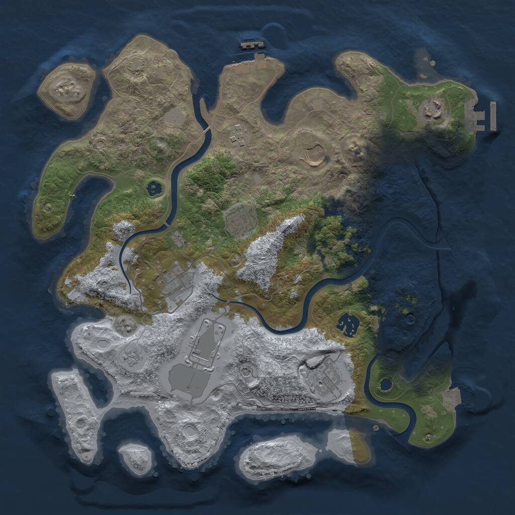 Rust Map: Procedural Map, Size: 3500, Seed: 720275, 14 Monuments