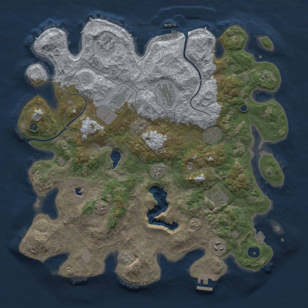 Rust Map: Procedural Map, Size: 4000, Seed: 529795, 13 Monuments