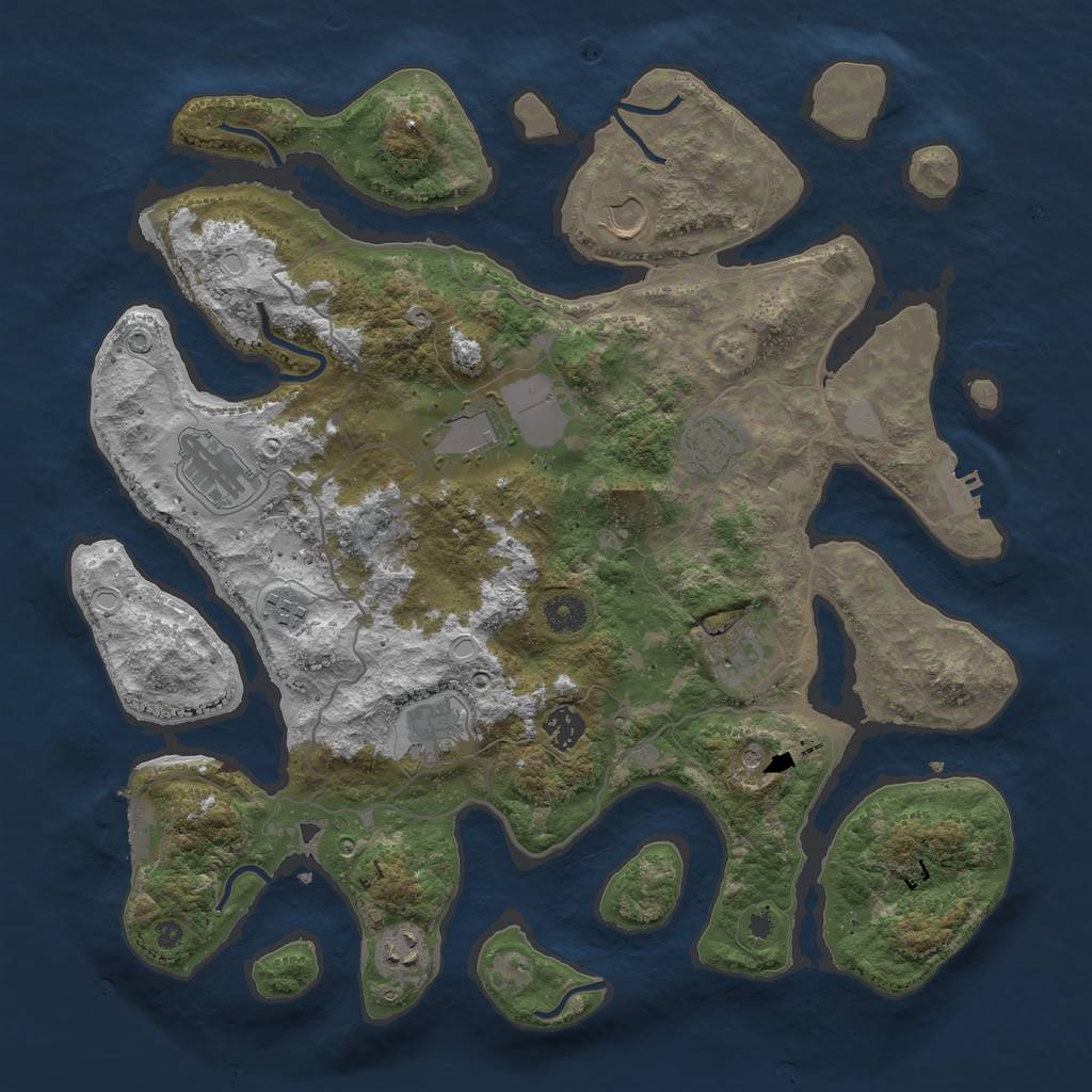 Rust Map: Procedural Map, Size: 4000, Seed: 1825500, 17 Monuments