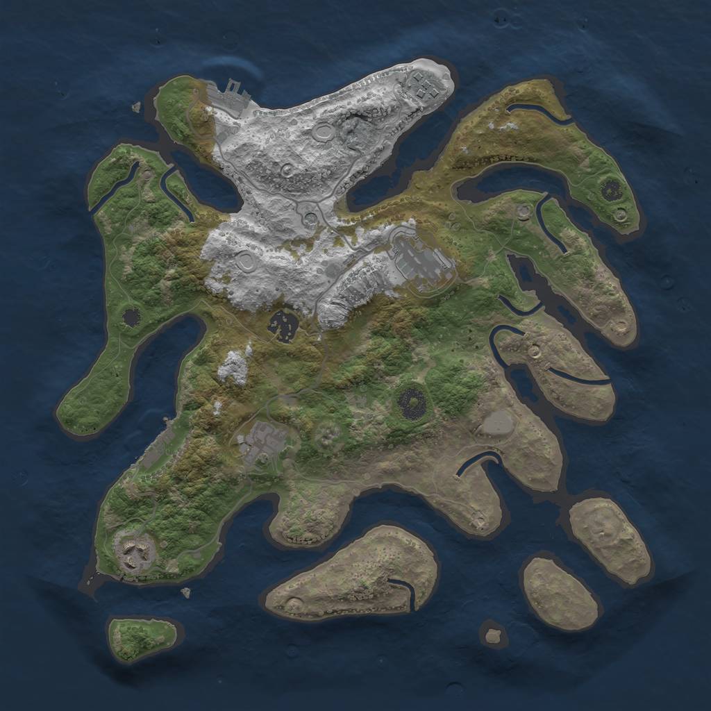 Rust Map: Procedural Map, Size: 3510, Seed: 1252654, 13 Monuments