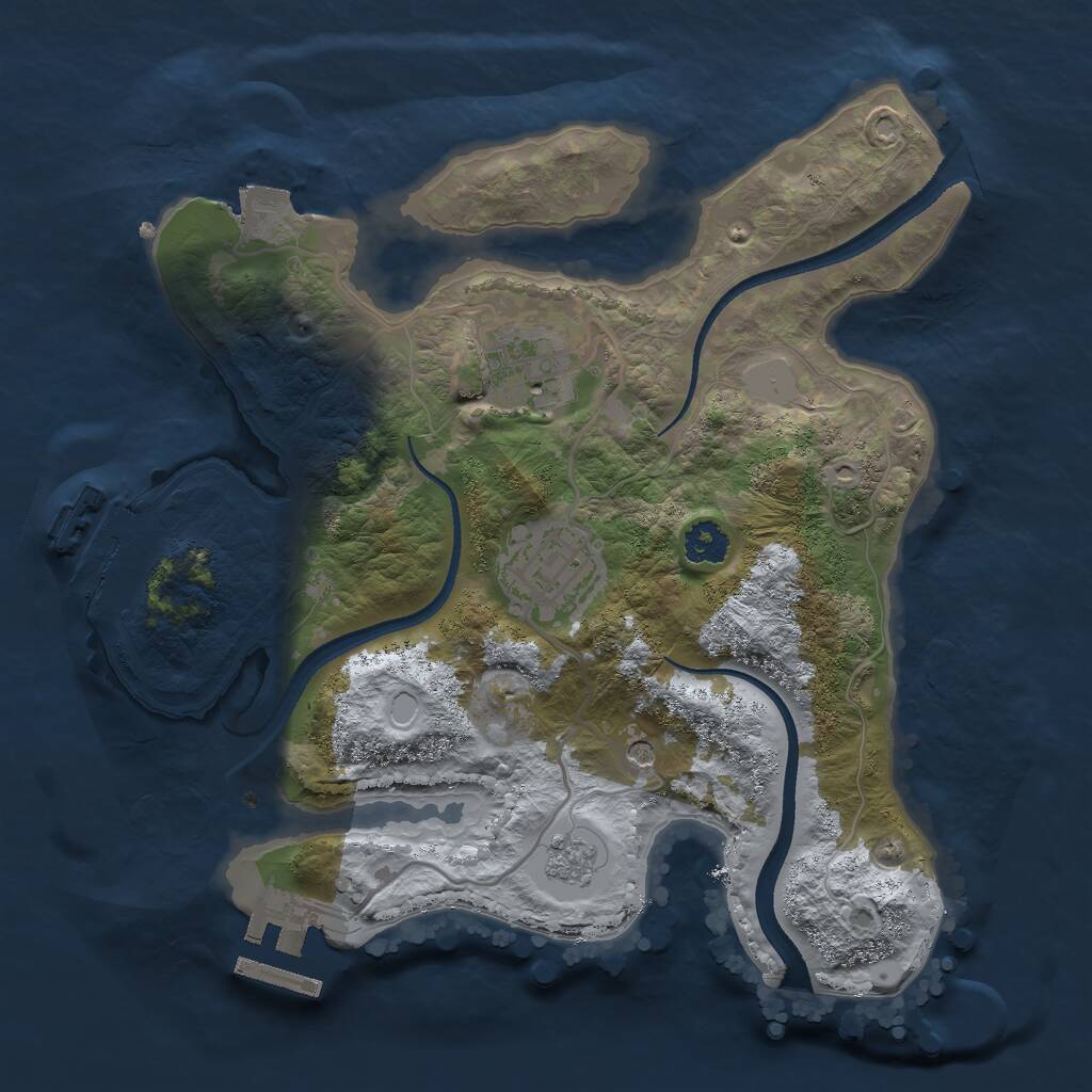 Rust Map: Procedural Map, Size: 2500, Seed: 38042917, 7 Monuments