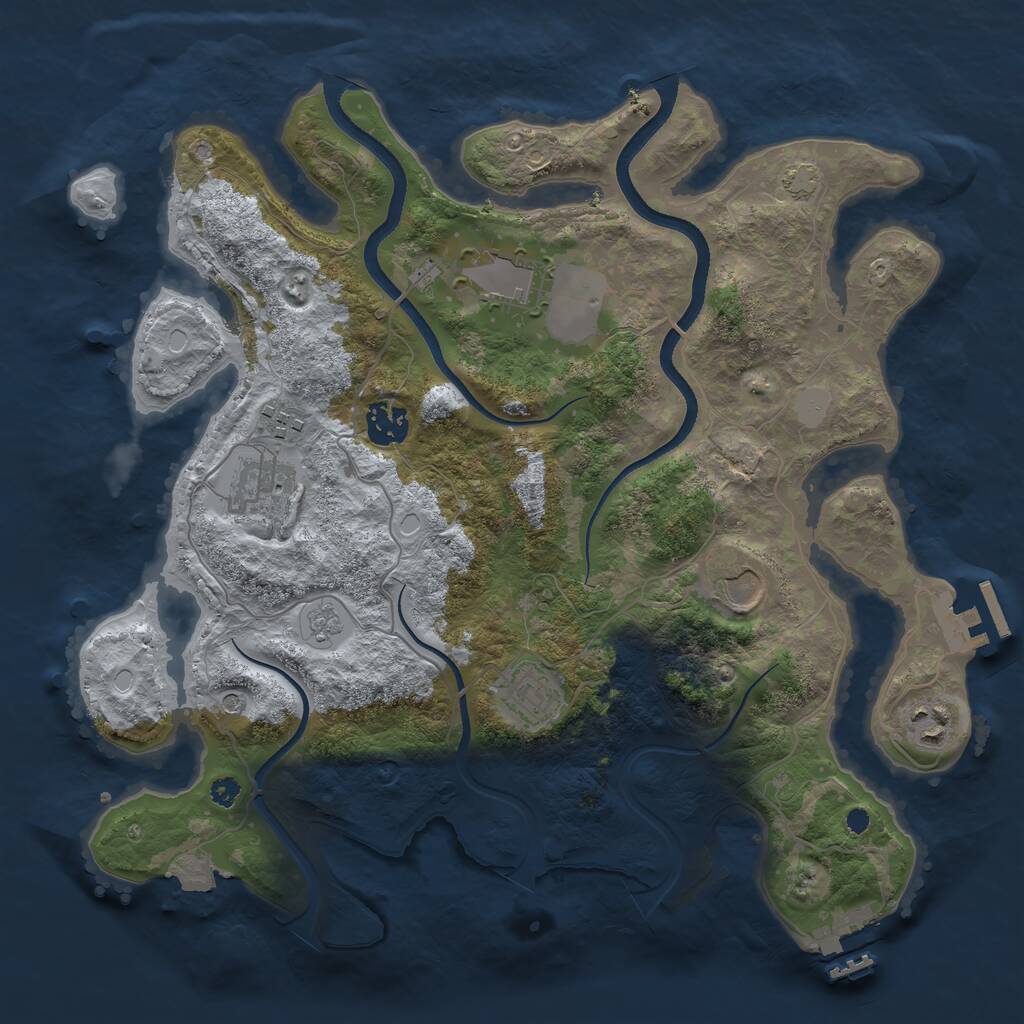 Rust Map: Procedural Map, Size: 3510, Seed: 395226, 13 Monuments
