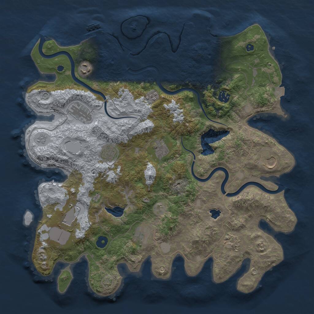 Rust Map: Procedural Map, Size: 4000, Seed: 1402854, 16 Monuments