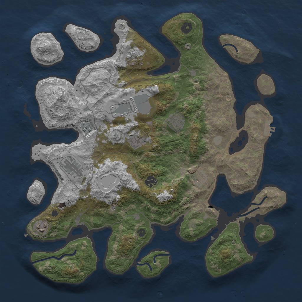 Rust Map: Procedural Map, Size: 4000, Seed: 746031, 16 Monuments