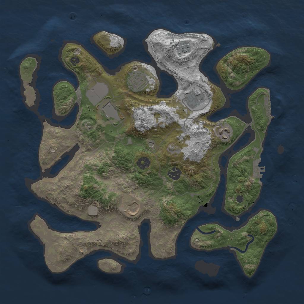 Rust Map: Procedural Map, Size: 3510, Seed: 3963638, 15 Monuments