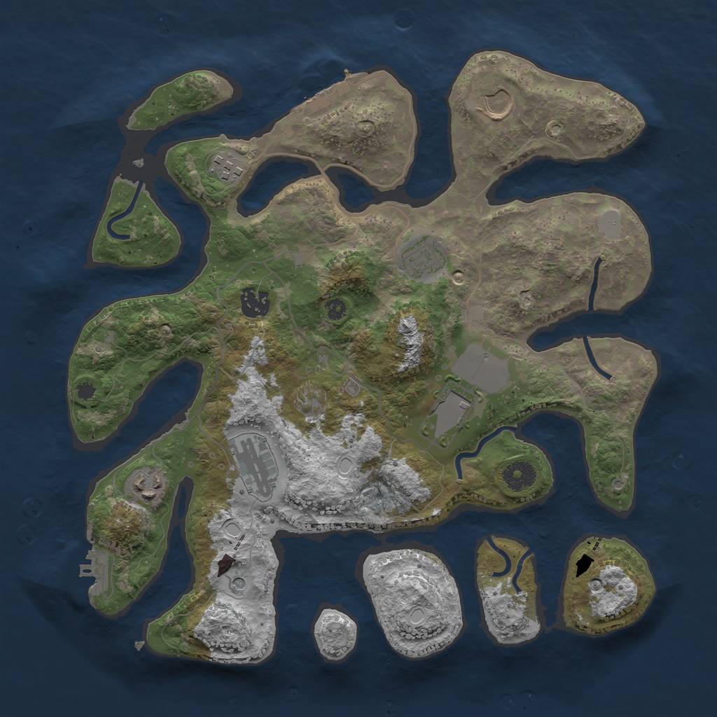 Rust Map: Procedural Map, Size: 3510, Seed: 1133313, 15 Monuments