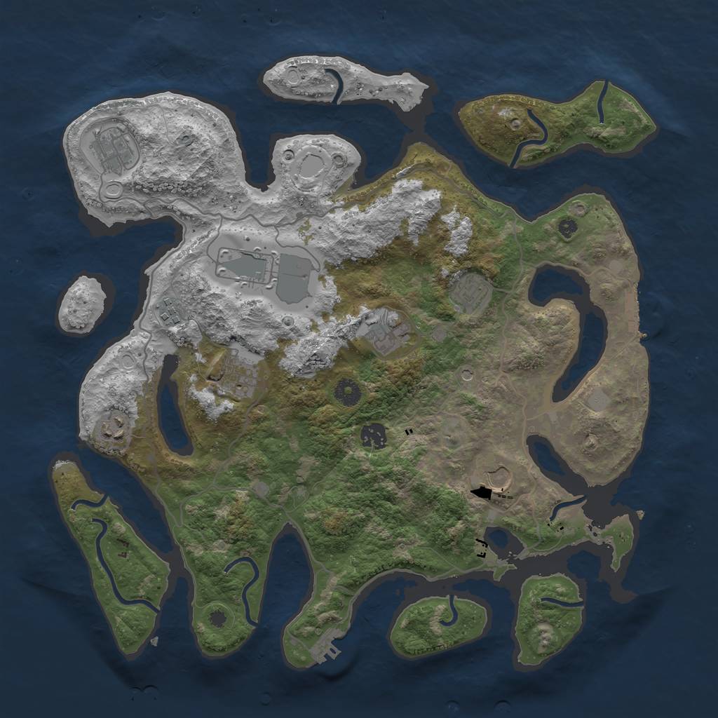 Rust Map: Procedural Map, Size: 4000, Seed: 990241, 17 Monuments