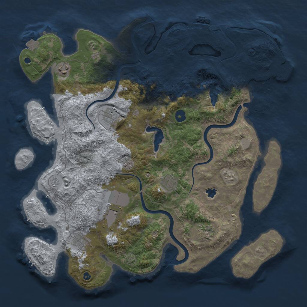 Rust Map: Procedural Map, Size: 4000, Seed: 871500, 13 Monuments