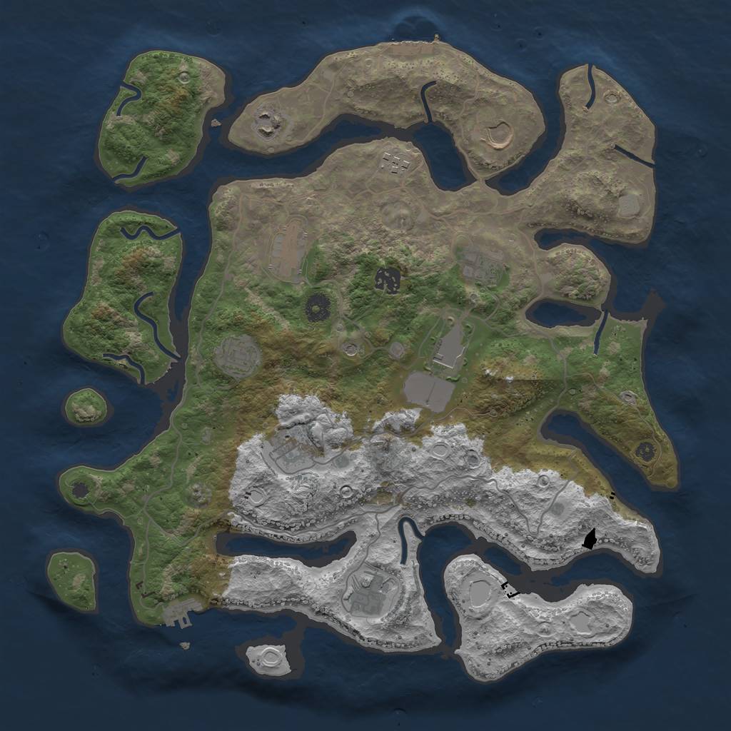 Rust Map: Procedural Map, Size: 4000, Seed: 261922, 18 Monuments