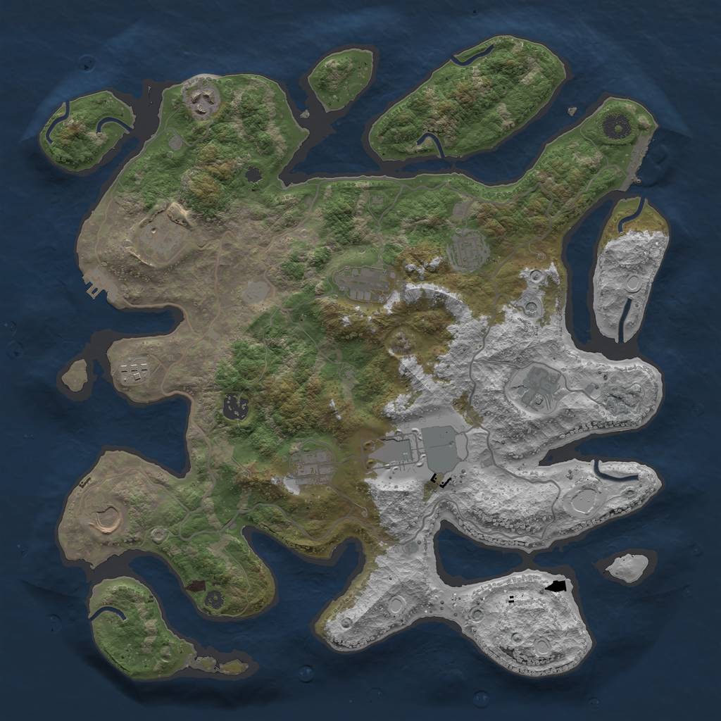 Rust Map: Procedural Map, Size: 4000, Seed: 4624747, 18 Monuments
