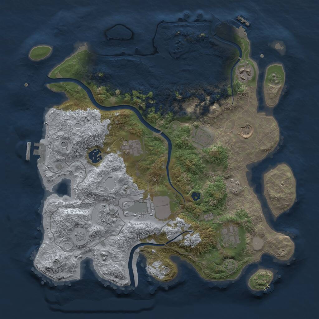 Rust Map: Procedural Map, Size: 3550, Seed: 927824, 15 Monuments