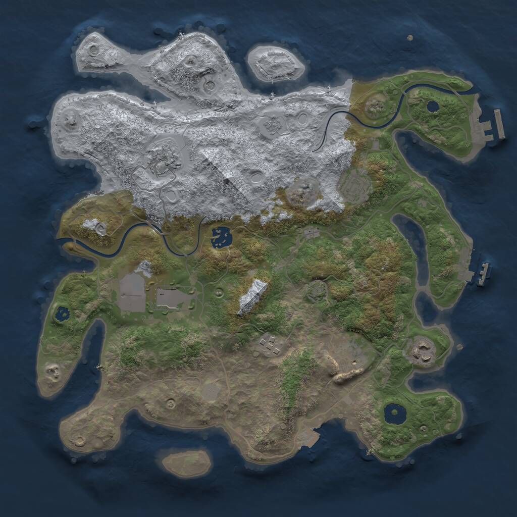 Rust Map: Procedural Map, Size: 3510, Seed: 2978245, 13 Monuments