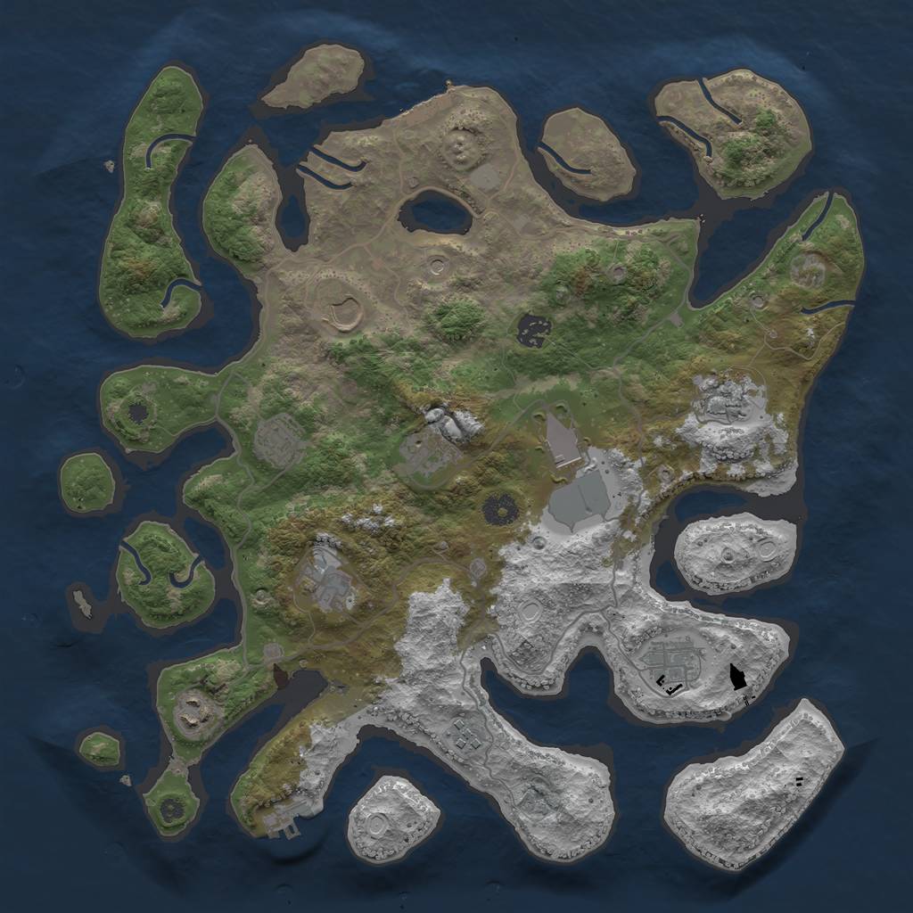 Rust Map: Procedural Map, Size: 4000, Seed: 689830, 18 Monuments