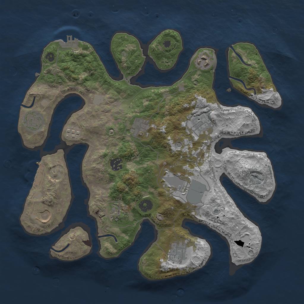 Rust Map: Procedural Map, Size: 3500, Seed: 14432, 18 Monuments