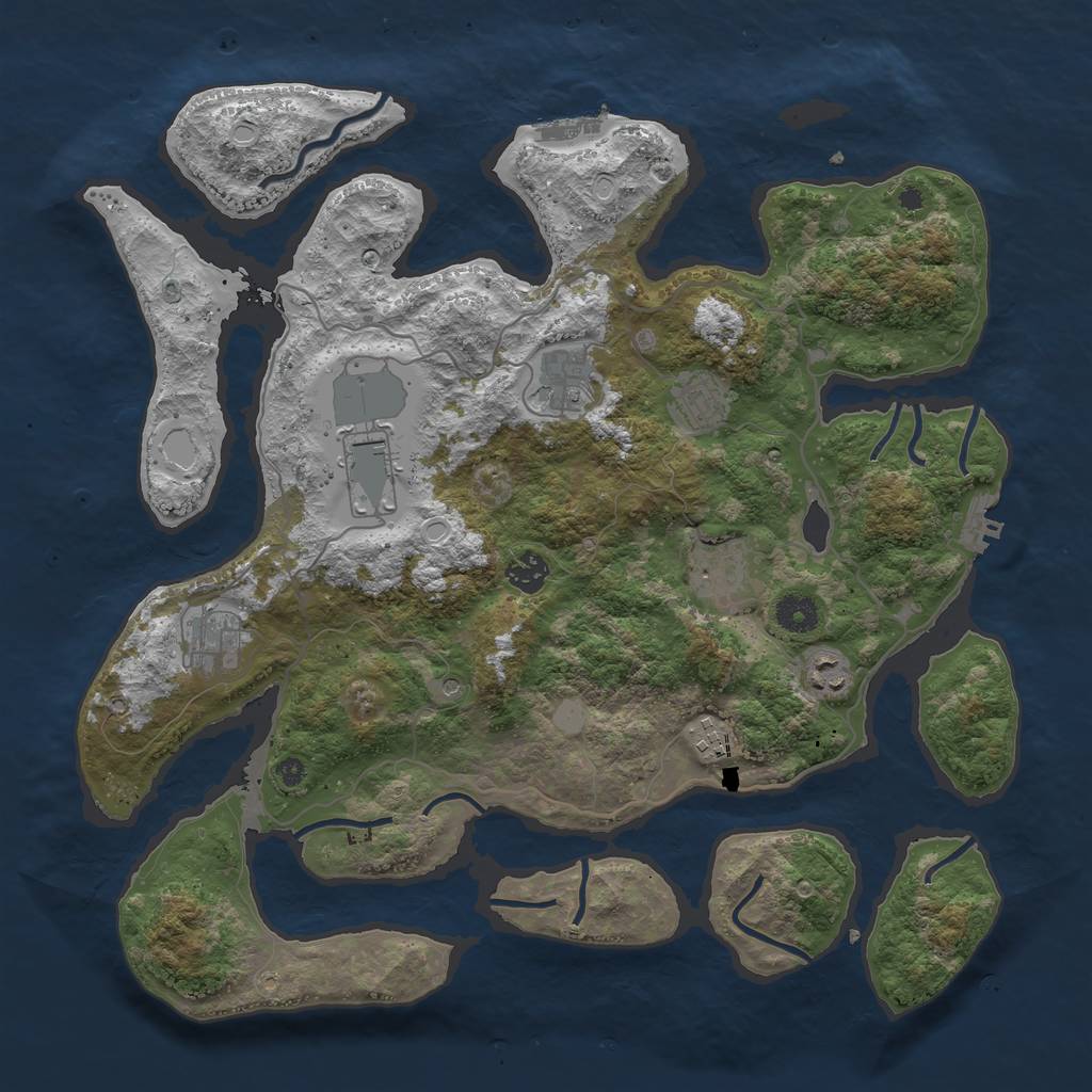Rust Map: Procedural Map, Size: 4000, Seed: 538164, 16 Monuments