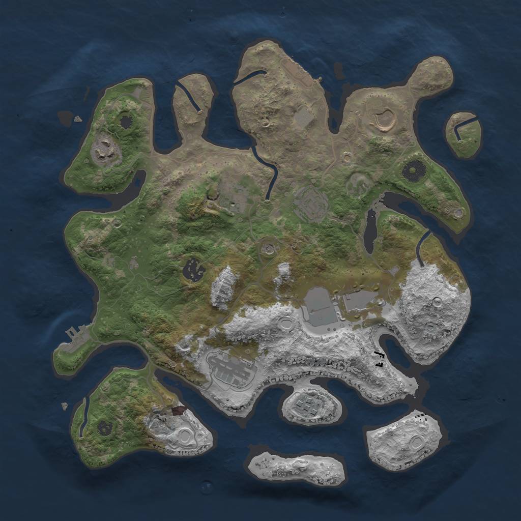 Rust Map: Procedural Map, Size: 3510, Seed: 2408850, 16 Monuments
