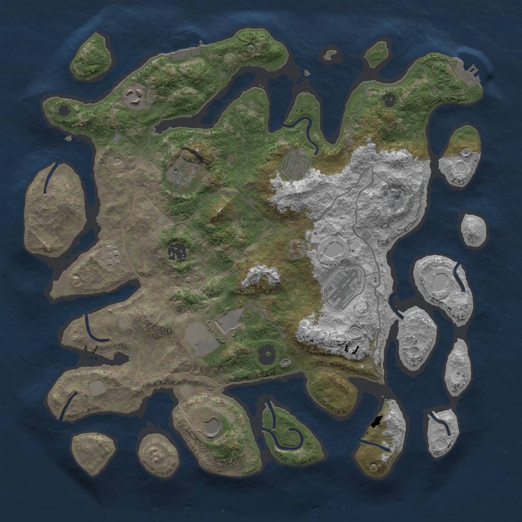 Rust Map: Procedural Map, Size: 4000, Seed: 367876, 16 Monuments