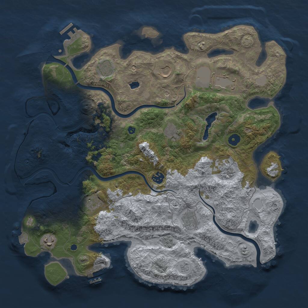 Rust Map: Procedural Map, Size: 4000, Seed: 960330, 16 Monuments