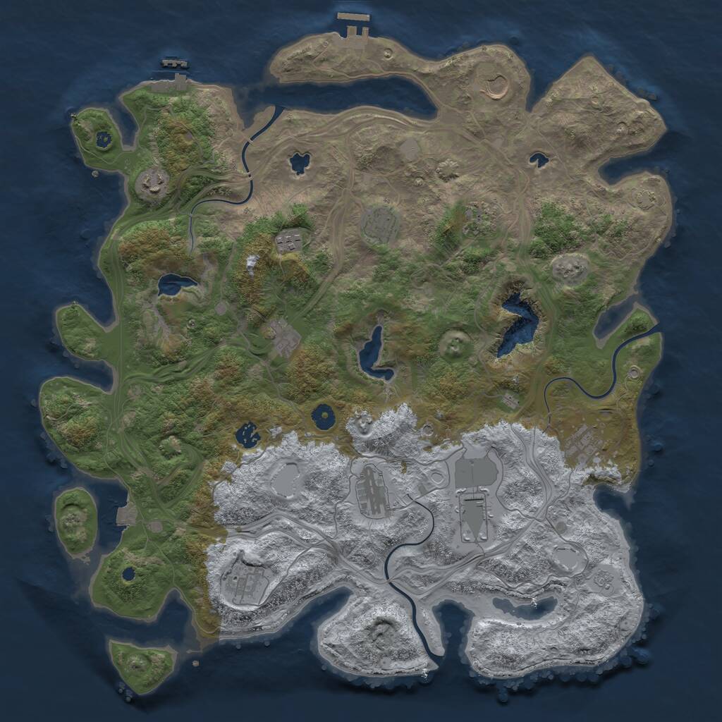 Rust Map: Procedural Map, Size: 4500, Seed: 1600239, 17 Monuments