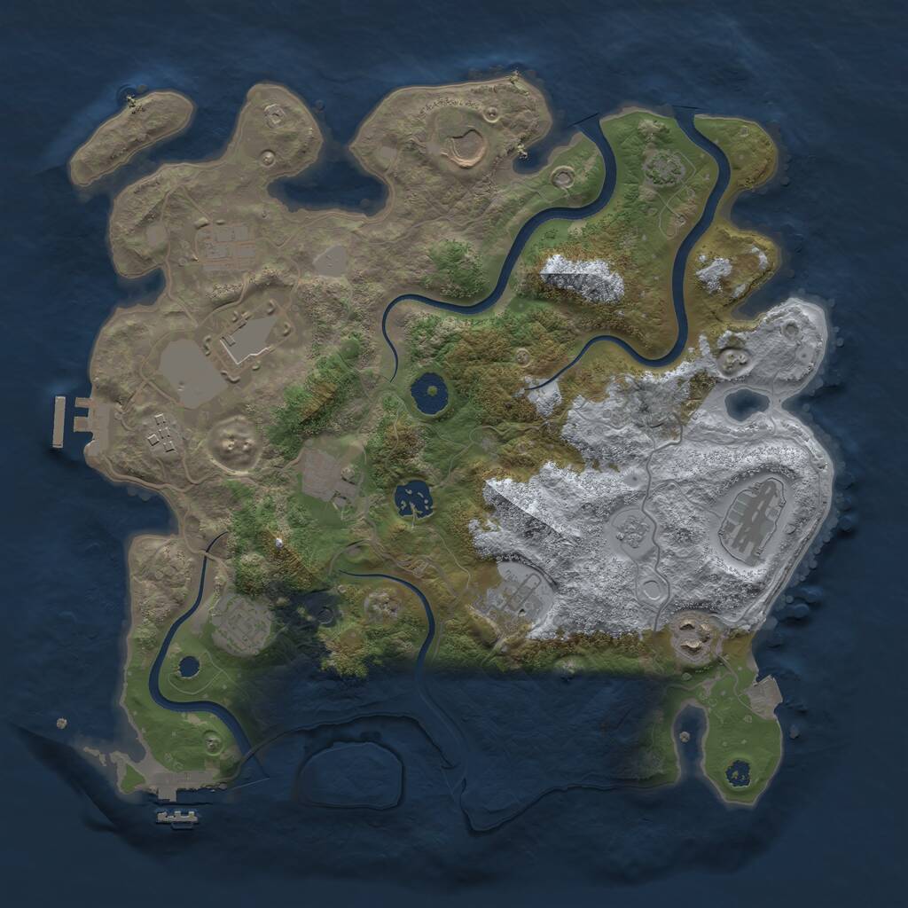 Rust Map: Procedural Map, Size: 3550, Seed: 655001, 16 Monuments