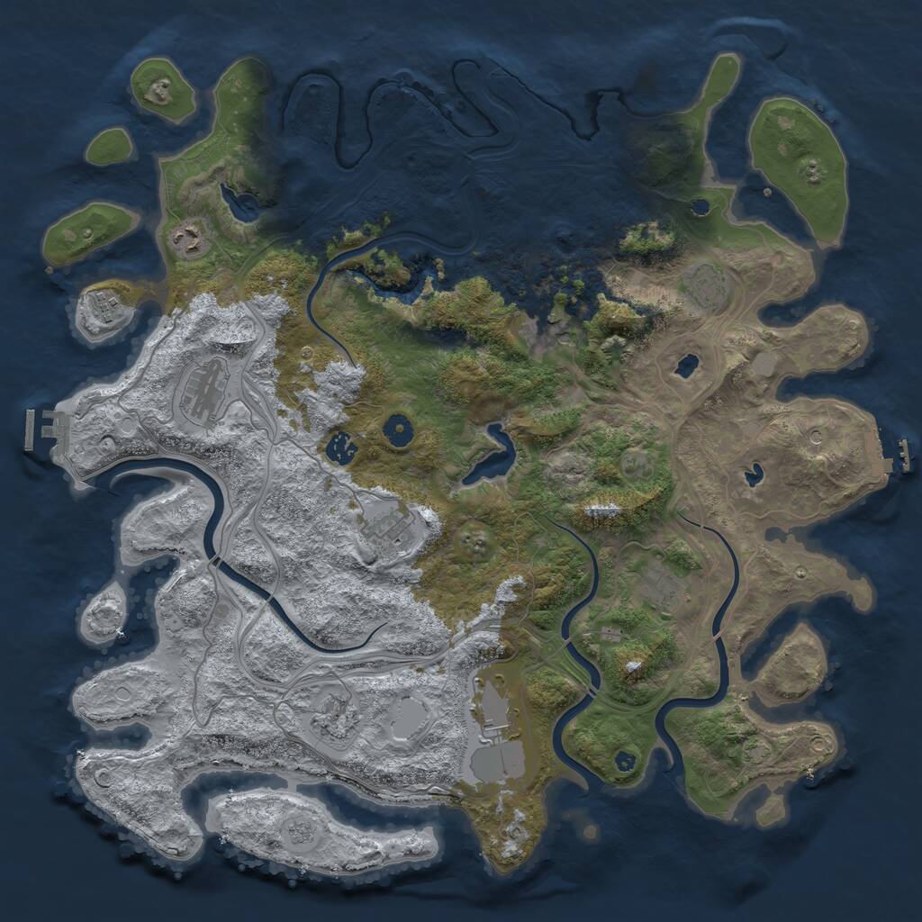 Rust Map: Procedural Map, Size: 4500, Seed: 1235467, 16 Monuments