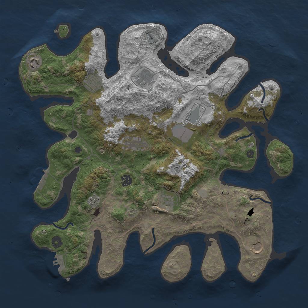 Rust Map: Procedural Map, Size: 4000, Seed: 254438, 17 Monuments