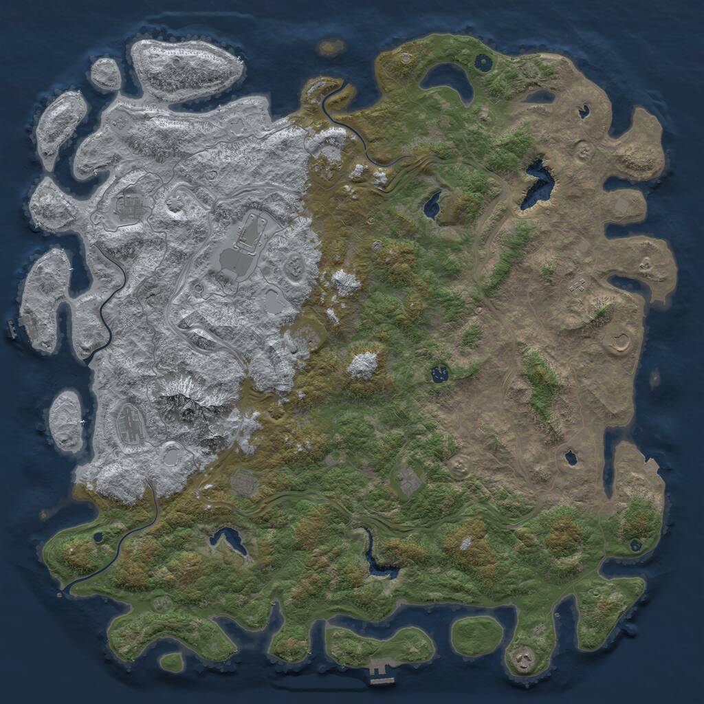 Rust Map: Procedural Map, Size: 6000, Seed: 249147583, 17 Monuments